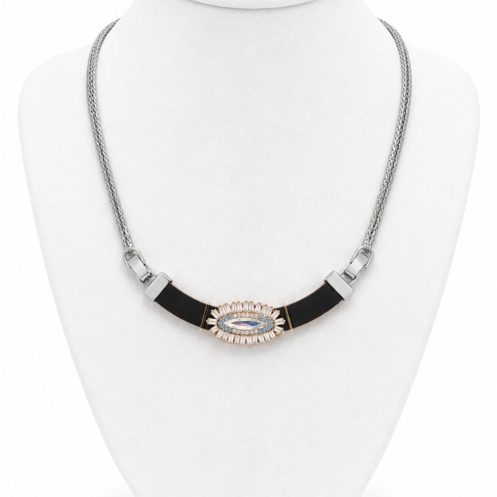 KEEP COLLECTIVE Reversible Leather & Crystal Statement Necklace